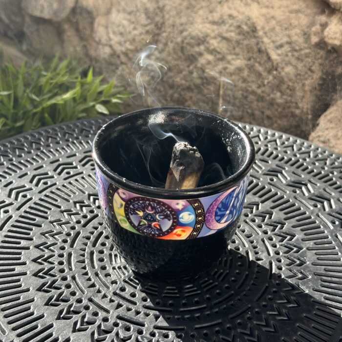 Keramikinė mažoji smilkalinė - Pentagrama su Palo Santo