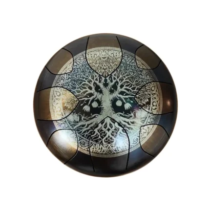 Liežuvėlių būgnas (tongue drum) 22cm su Gyvybės medžio graviravimu
