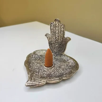 Smilkalinė antikos stiliaus hamsa su kūginiu smilkalu