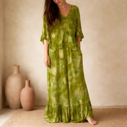 Bohemiško stiliaus palaidinės ir kelnių komplektas - Soline