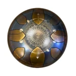 Liežuvėlių būgnas (tongue drum) 30cm su Saulės ir Mėnulio ciklų mandala